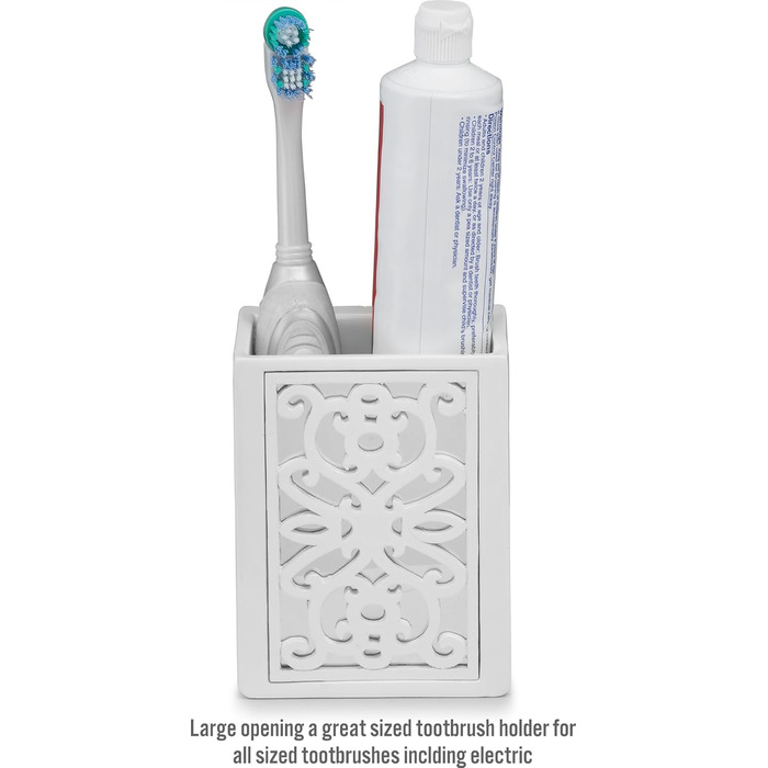 Набір аксесуарів для ванної кімнати Creative Scents – білий та сірий. 4 предмети: дозатор для мила, мильниця, тримач для зубних щіток та чашка.