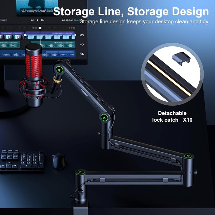 Кріплення для мікрофона Aokeo AK-58i – низькопрофільний тримач для HyperX QuadCast, Elgato Wave, Shure SM7B, Blue Yeti, Blue Snowball