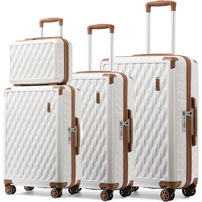 Набір валіз Sea Choice: 4 шт. (55/65/75 см) з жорсткими корпусами, захистом кутів, TSA-замком, білий