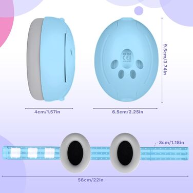 Навушники для захисту від шуму для малюків 0-36 місяців, блакитні. Регульоване антиковзне наголов'я, ідеально підходять для сну, подорожей та повсякденного використання.