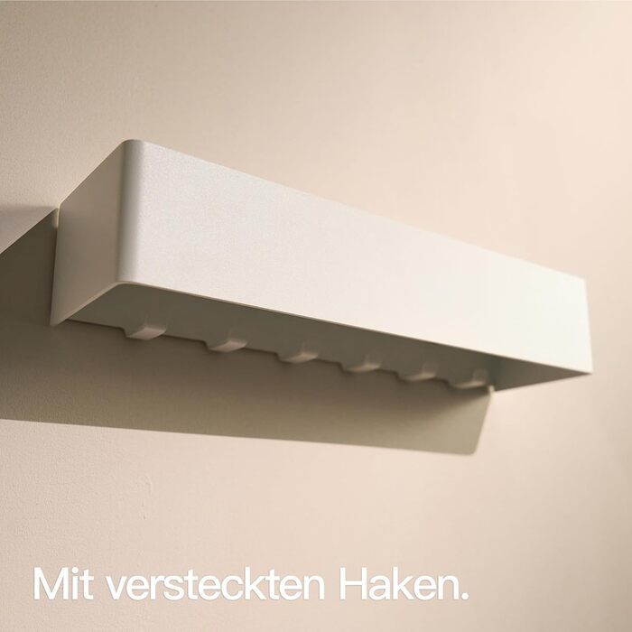 Ключниця настінна Designfabrik Hamburg: сучасна металева підставка для ключів з полицею, біла. Організатор для передпокою та коридору