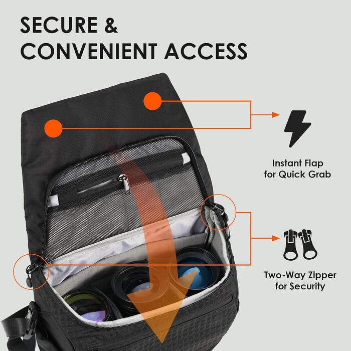 Водонепроникна сумка для камери Thorner - чорна, легка, з регульованим ременем