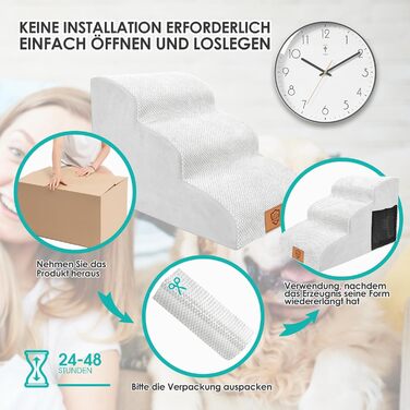 Сходинки для собак Myiosus: 3 сходинки, 40 см, водонепроникні, для маленьких собак і котів, білі