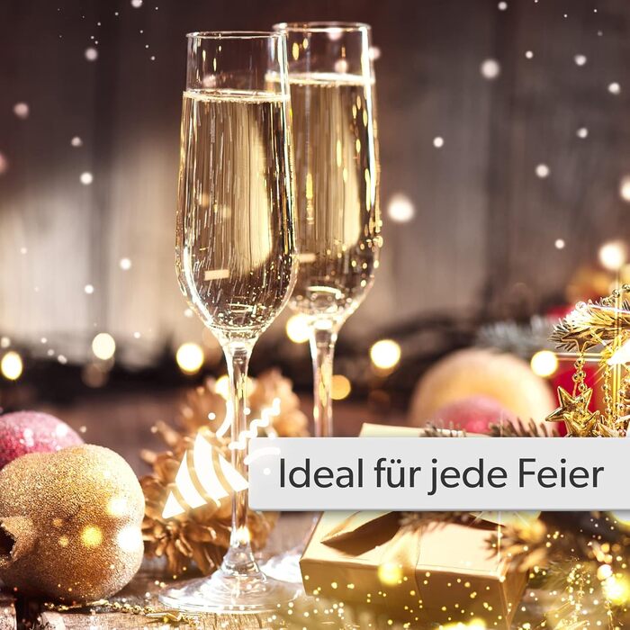 Набір келихів для шампанського KADAX (6 шт.) – 200 мл. Елегантні келихи-флейти для дому, вечірки, весілля. Високі та тонкі, для шампанського та просекко. Прозорі, сучасний кришталевий дизайн.