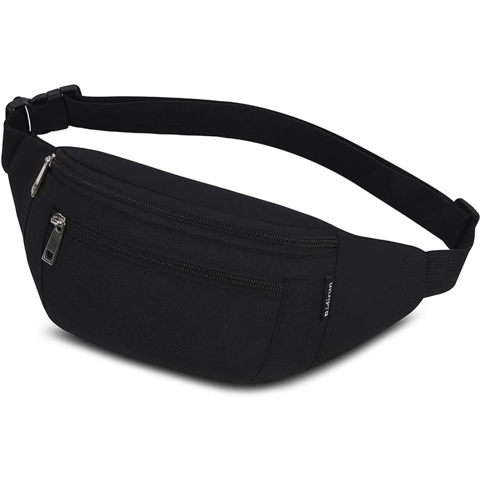 Чоловіча та жіноча поясна сумка на пояс, водонепроникна, для спорту, подорожей, кемпінгу, бігу, велосипеда (чорна)