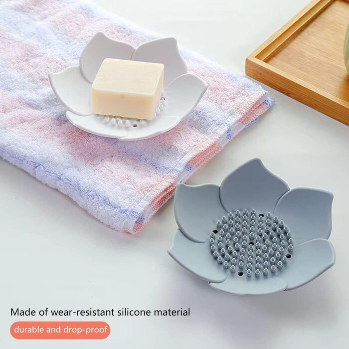Миска для мила з отвором для стоку, 2 шт., полиця для ванної кімнати з пластику (білий та сірий)