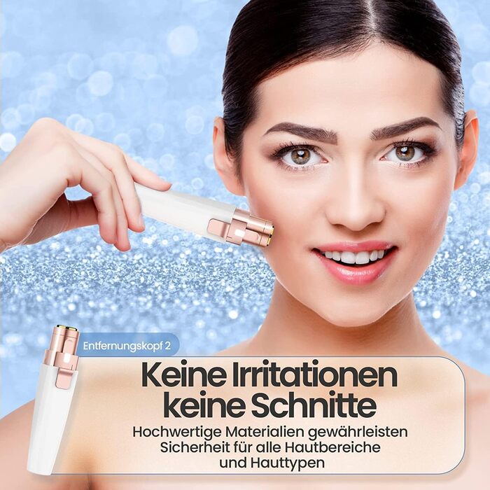 Електричний тример для брів та обличчя 2-в-1 з LED-підсвічуванням для жінок, безболісне видалення волосся, для брів, губ, підборіддя, білий