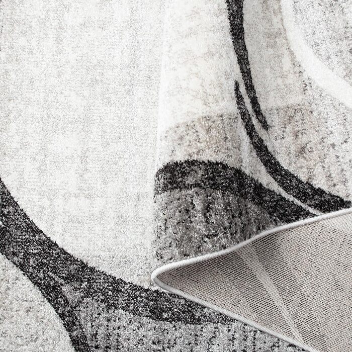 oKu-Tex килим для вітальні [80x150 см] з м'якого короткого ворсу кремового кольору - сучасний килим для дому з хвилястим геометричним дизайном, прямокутний, німецька якість