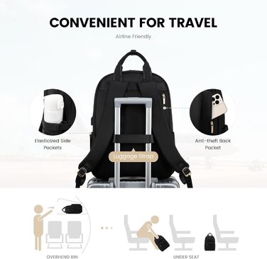 LOVEVOOK Рюкзак для жінок, великий, 18 дюймів, рюкзак для школи з відділенням для ноутбука, елегантний рюкзак для подорожей, рюкзак для університету, офісу, роботи, чорний, 18 дюймів, A-чорний