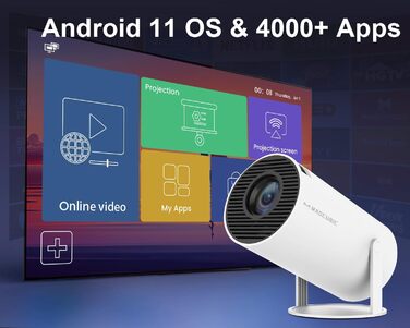 Mini проєктор Beamer 4K Android 11 Smart, електричний фокус, 5G WiFi 6, BT 5.0, Full HD 1080P, 260ANSI, автоматичне виправлення трапецеїдальних спотворень, 5W динамік