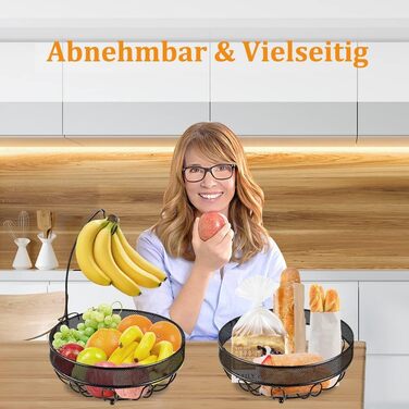 Металева фруктова корзина Bomclap з тримачем для бананів - стильна кухонна корзина для фруктів, овочів та закусок - бронза