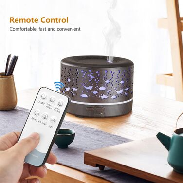 Аромадифузор Hianjoo 700мл з таймером, ультразвуковий, LED, 7 кольорів, для офісу, йоги, спа, спальні - світле дерево (глибка текстура)