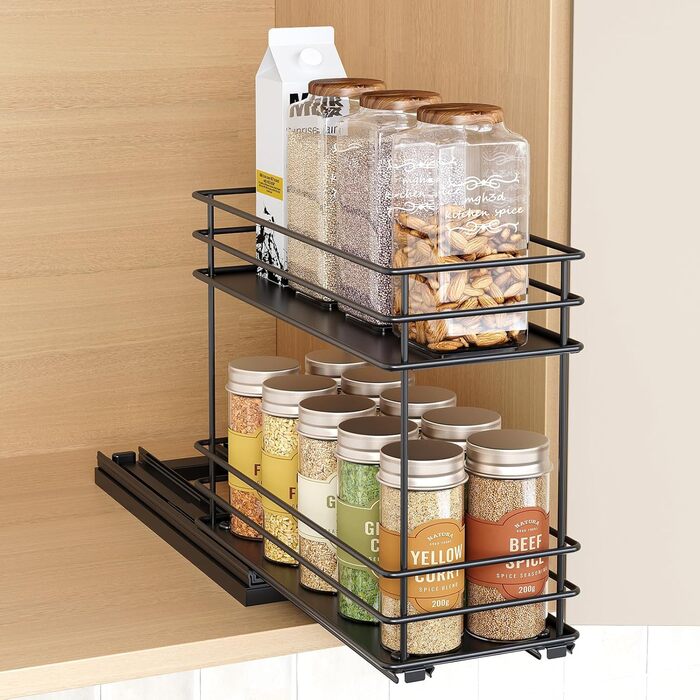 Організатор для спецій Orimade, висувна полиця для спецій, 3 шт., чорний