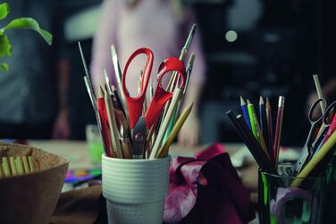 Ножиці універсальні для лівші Fiskars Classic 21 см, нержавіюча сталь, червоні ручки