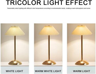 Світлодіодна настільна лампа Starnearby бездротова, з сенсорним димером, акумуляторна, 3 режими освітлення, вінтажний плетений металевий дизайн, для спальні, офісу, тумбочки (Бежева + Золота основа)