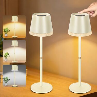 Світлодіодна настільна лампа OUTON бездротова з акумулятором, USB-C, 4000mAh, 3 режими світла, диммування, сенсорне управління, зелений (бежевий - 2 шт)