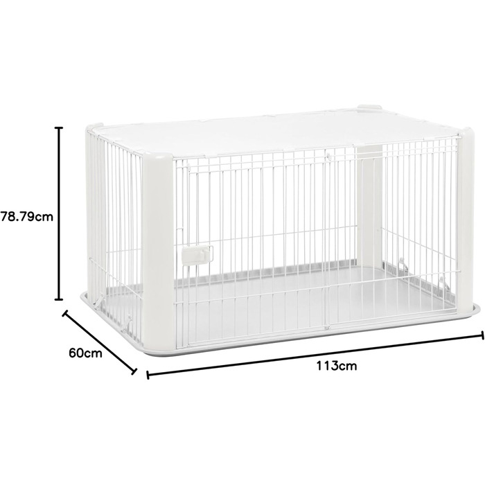 Забіг для цуценят Iris Ohyama з дверцятами та знімним дахом, 60 см, білий. Забіг для котів, переноска для собак, для вулиці та дому. Підходить для цуценят, середнього розміру. Модель CLS-1130