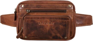 STILORD Сумка на пояс з екошкіри Vintage для чоловіків, жінок та дітей. Сумка через плече, поясна, для подорожей, фестивалів, спорту. Екстравагантний дизайн, реальна шкіра, колір: Cognac