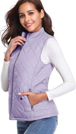 Жіноча жилетка Fuinloth, осіння легка стьобана жилетка, безрукавна куртка, короткий жилет, фіолетовий лавандовий колір