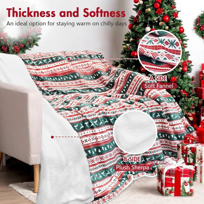 Електрична гріюча ковдра PRANITE 200x180 см з Sherpa-фланелі, 6 режимів нагріву, таймер, захист від перегріву, червона