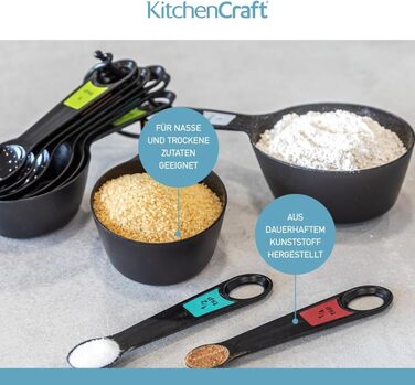 Набір мірних ложок KitchenCraft 10 шт. з тримачем, чорний
