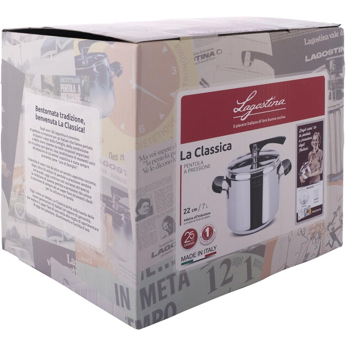 Скороварка Lagostina La Classica з кошиком та мірною чашею, 7 л, 22 см, сталь, чорна