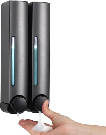 Набір дозаторів для мила та гелю для душу на стіну (2 шт, 380 мл, сірий)