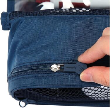 Сумка для туалетних аксесуарів на гачку | Складна дорожня сумка для туалетних речей з ручкою | Багатофункціональна косметичка, компактна сумка для туалетних аксесуарів, валізка для миття для чоловіків та жінок, темно-синій
