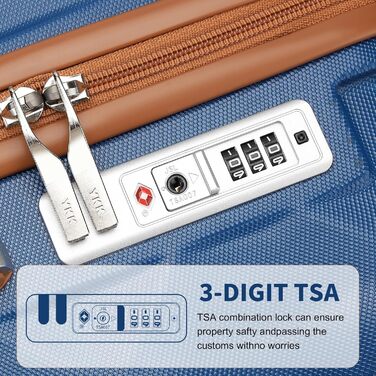 Чемодан ручної поклажі British Traveller 54x36.5x21.5 см з косметичкою, ABS+PC, блакитний