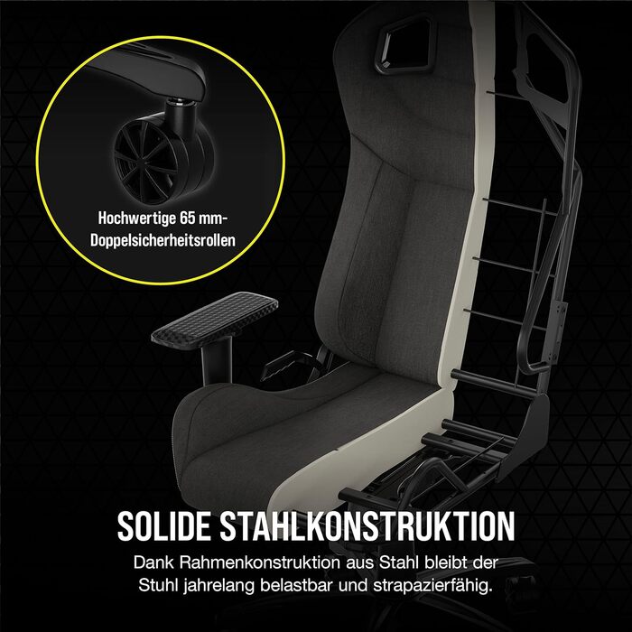 Ігрове крісло Corsair T3 RUSH (2023), тканинне, антрацит, з підголівником і підтримкою спини, ергономічне, для геймерів
