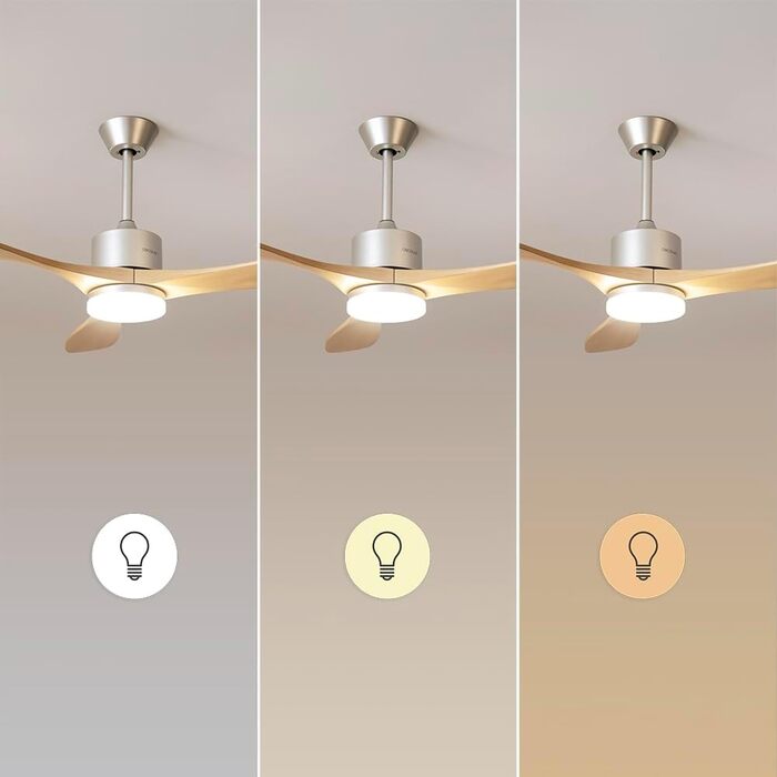 Стеляний вентилятор Cecotec EnergySilence Aero 5200 Black Design: 40 Вт, 52 дюйми, DC мотор, LED підсвічування, пульт керування (дерев'яне покриття, золотий колір)