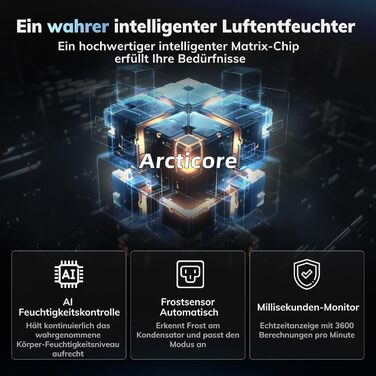 Електричний осушувач повітря AEOCKY Max 25L для дому, 25 літрів, 50 м², з відведенням води, для підвалу, пральні, спальні, ванної кімнати, білий