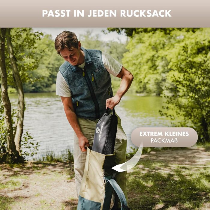 Кемпінговий стілець NaturBummler Cloud Sit Light - складаний, ультралегкий (2.65 кг), дихаючий, з сумкою, витримує 120 кг - для саду, риболовлі, відпочинку (Сірий)