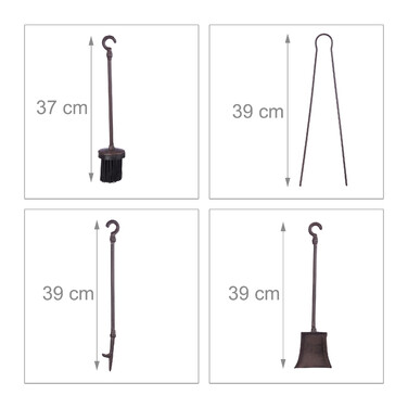 Relaxdays Fireplace Set, 5-Piece, Cast Iron