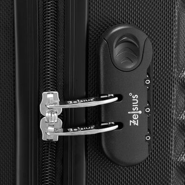 Набір валіз Zelsius 4 шт., чорний | ABS, з кодовим замком, 4 колеса, внутрішній роздільник | Ручна валіза, набір валіз, тріліон, велика валіза