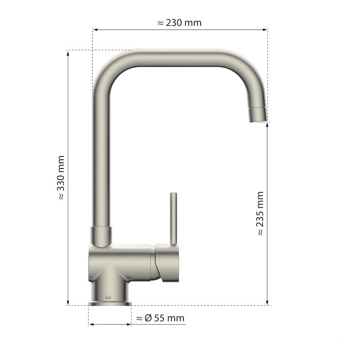 Змішувач для кухні EISL FUTURA NI182GANI з високим виливом, однорідний, з нержавіючою сталею
