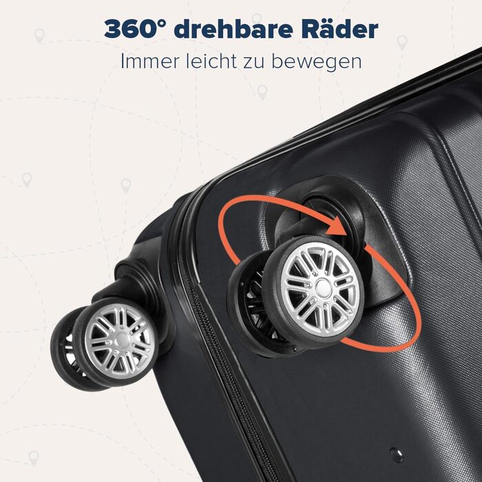 Набір валіз TRVLMORE 3 в 1: велика, середня, маленька, чорний колір. Валізи з жорстким корпусом, для подорожей, ручна поклажа 54x36x20 см.