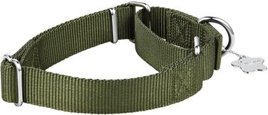 Нашийник для собак Dazzber Martingal, регульований, міцний, анти-тяга, нейлон, для великих/середніх/маленьких собак (L(42-66см), великий: 43-65см, середній: 36-53см), військовий зелений