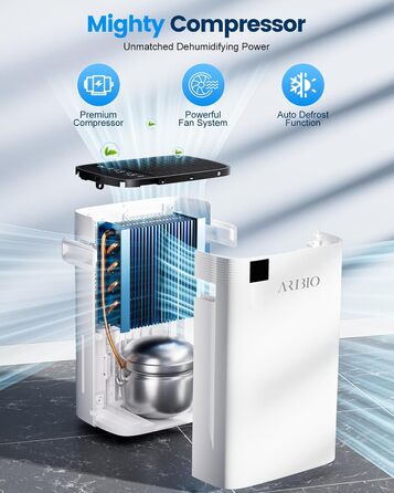 Електричний осушувач повітря 20л/день, потужний, з LED-дисплеєм, для сушіння білизни, з гофрованим шлангом, таймером та авторозморожуванням, для квартир, ванних кімнат, підвалів (20L-D)