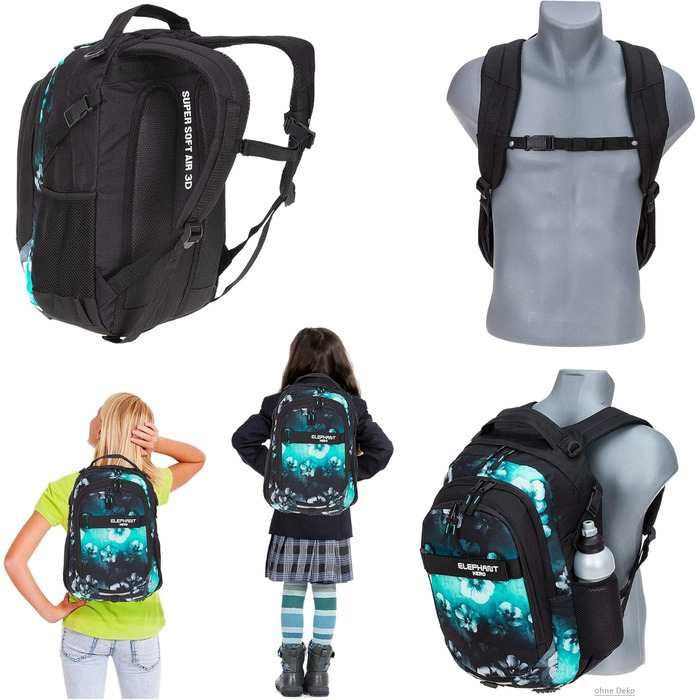 Рюкзак дитячий Elephant HERO SIGNATURE Flower, блакитно-чорний градієнт