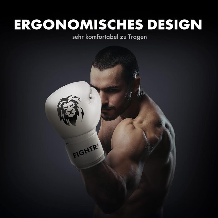 Боксерські рукавички FIGHTR® Pro з натуральної шкіри | для чоловіків та жінок | бокс, ММА, муай-тай, кікбоксинг, бойові мистецтва | 10, 12, 14 | з сумкою (12 oz, Off White)