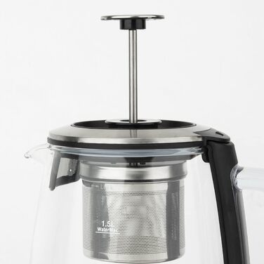 H.KOENIG TI600 Instant T Teapot Electric Kettle 1.5L, 1.5 liters, Stainless Steel/Glass