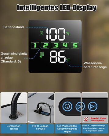 Портативний душ для кемпінгу Campingdusche 20л з USB-помпом, акамулятор 13000mAh для саду, подорожей, миття тварин