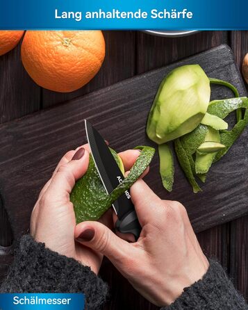 ACOQOOS 14-Piece Knife Block Set with Sharpener - Professional Kitchen Knife Set, Black