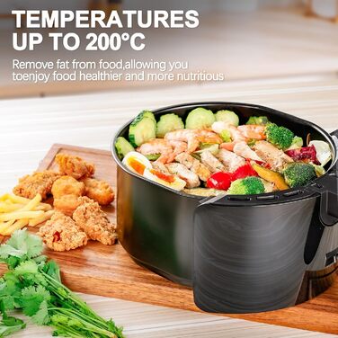 Фритюрниця без олії Air Fryer NWOUIIAY 1800W з LED-touchscreen 5.5L, 7 програм, цифровий дисплей