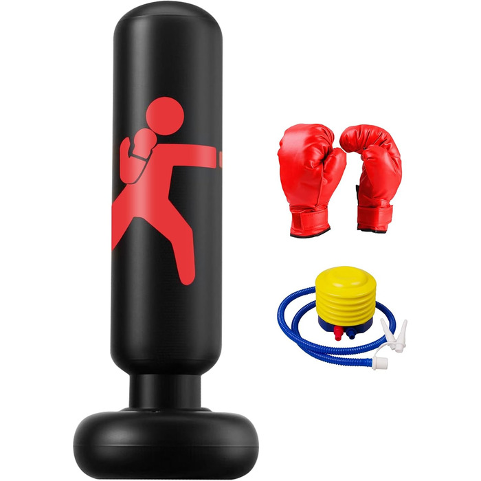 Надувний боксерський мішок для дітей 160см з боксерськими рукавичками. Ідеально для карате та тхеквондо (6-12 років)