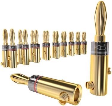 Позолочені бананові роз'єми KabelDirekt для акустичних кабелів до 6 мм², 10 пар (для Hi-Fi колонок, підсилювачів та ресиверів)