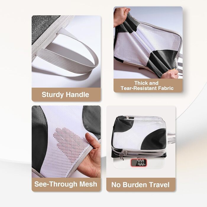 Органайзери для валізи DIMJ - Набір 8 шт. для подорожей, чорного кольору