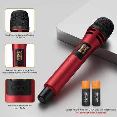 TONOR TW320 - Бездротовий мікрофон: динамічний ручний мікрофон для караоке, PA, конференцій та вечірок (сірий)