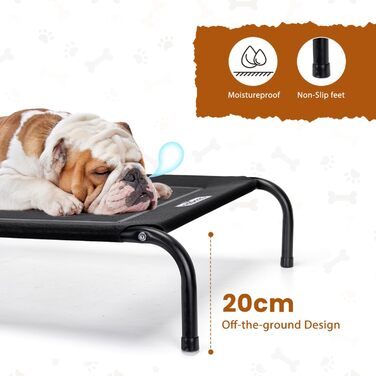 Зручне лежак для собак Nobleza Hundeliege Outdoor, M, 105x80x20 см, для відпочинку на вулиці, кемпінгу, чорного кольору